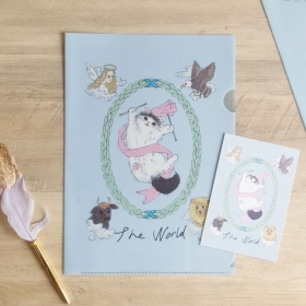 世界な猫のクリアファイル ポストカード付き